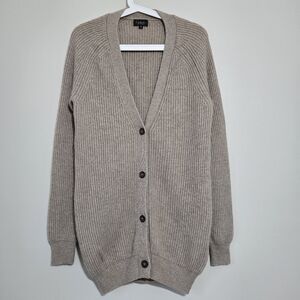 T.Babaton Wool And Cashmere Blend Tan Ribbed Cardigan Size S